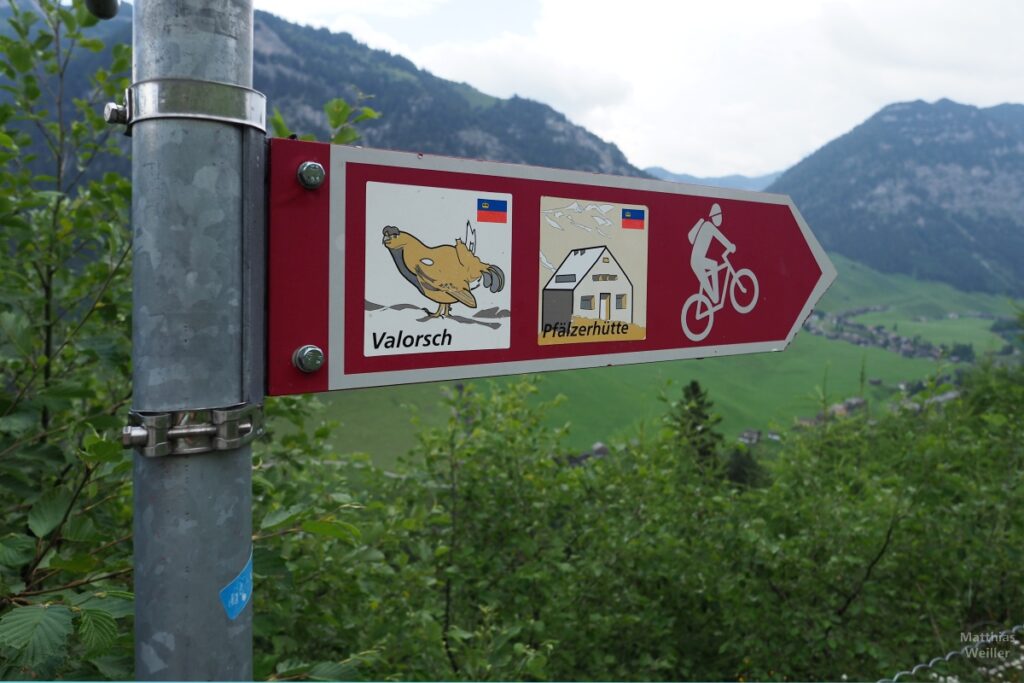 Wegweiser Liechtenstein MTB Pfälzerhütte