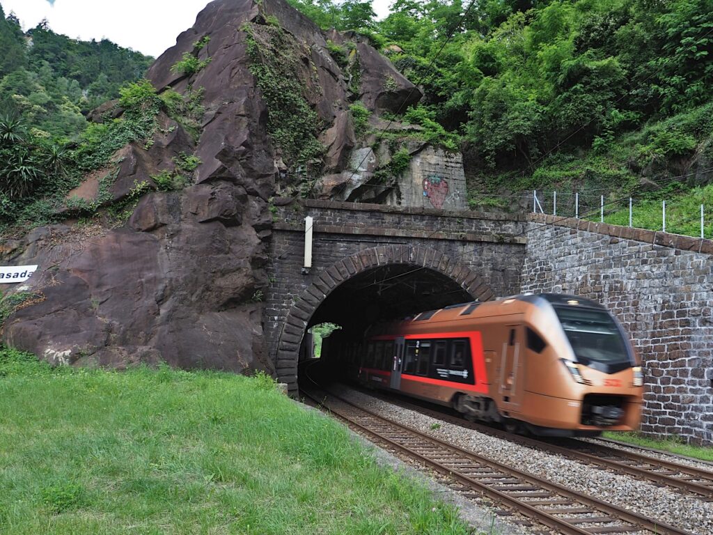 Treno Gottardo aus Tunnel kommend