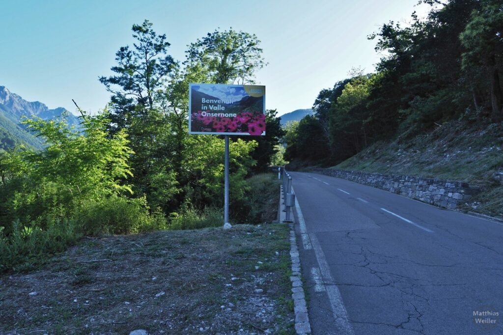 Willkommenschild ins Valle Onsernone