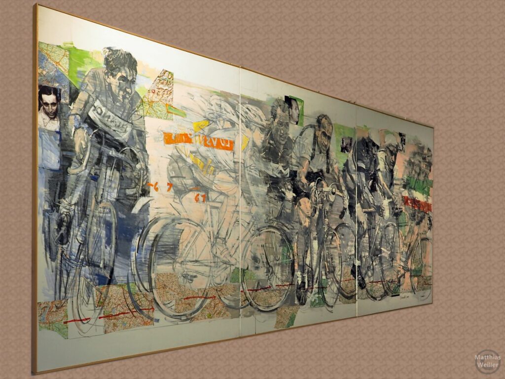 Museo del ciclismo Madonna del Ghisallo: Kunstbild mit Rennradlern