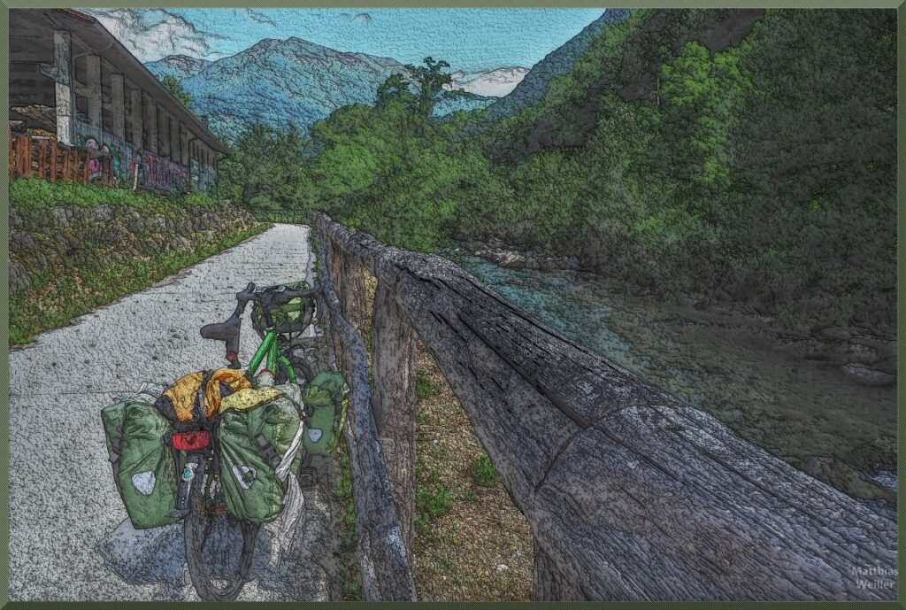 stilisertes Bild im Valle del Vedeggio mit Radweg, Velo