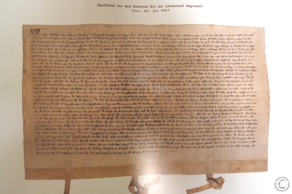 historischer Kaufbrief der Gemeinde Sigriswil (Freiheitsbrief)