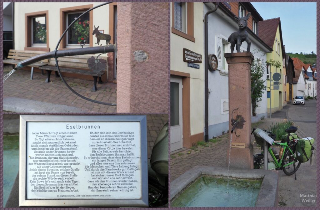 Dreifachbild vom Eselsbrunnen Ihringen mit Poesiehommage von Arno Müller