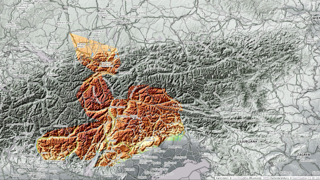 Karte Übersicht Ostalpen