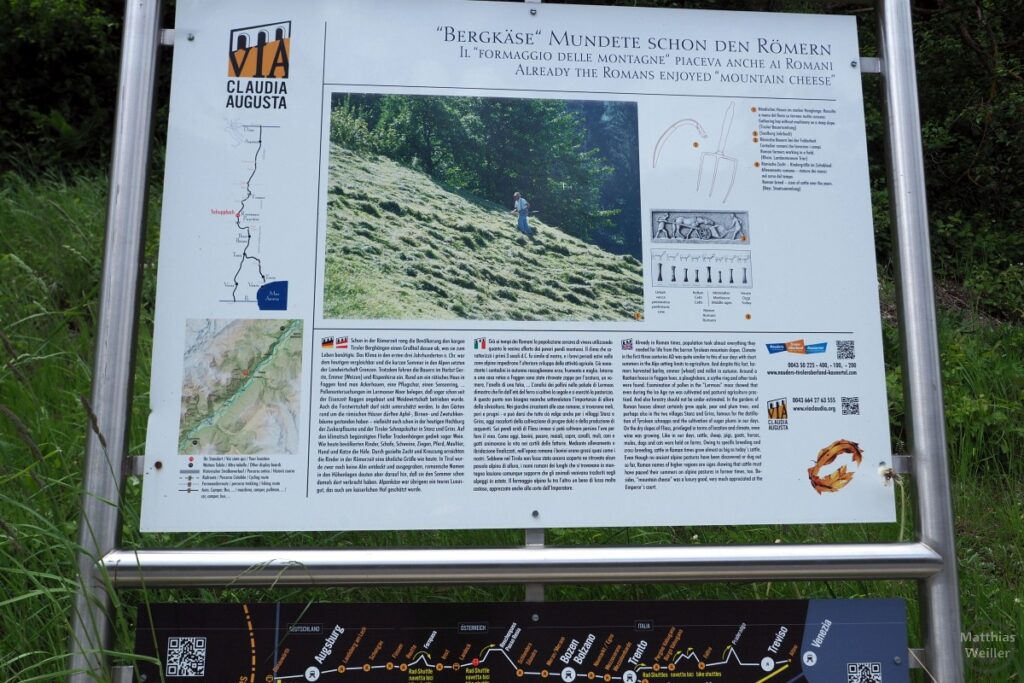 Infotafel VCA zu Bergkäse und Römer