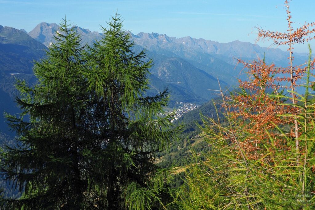 Ausblick auf Aprica mit Bergamasker Alpen