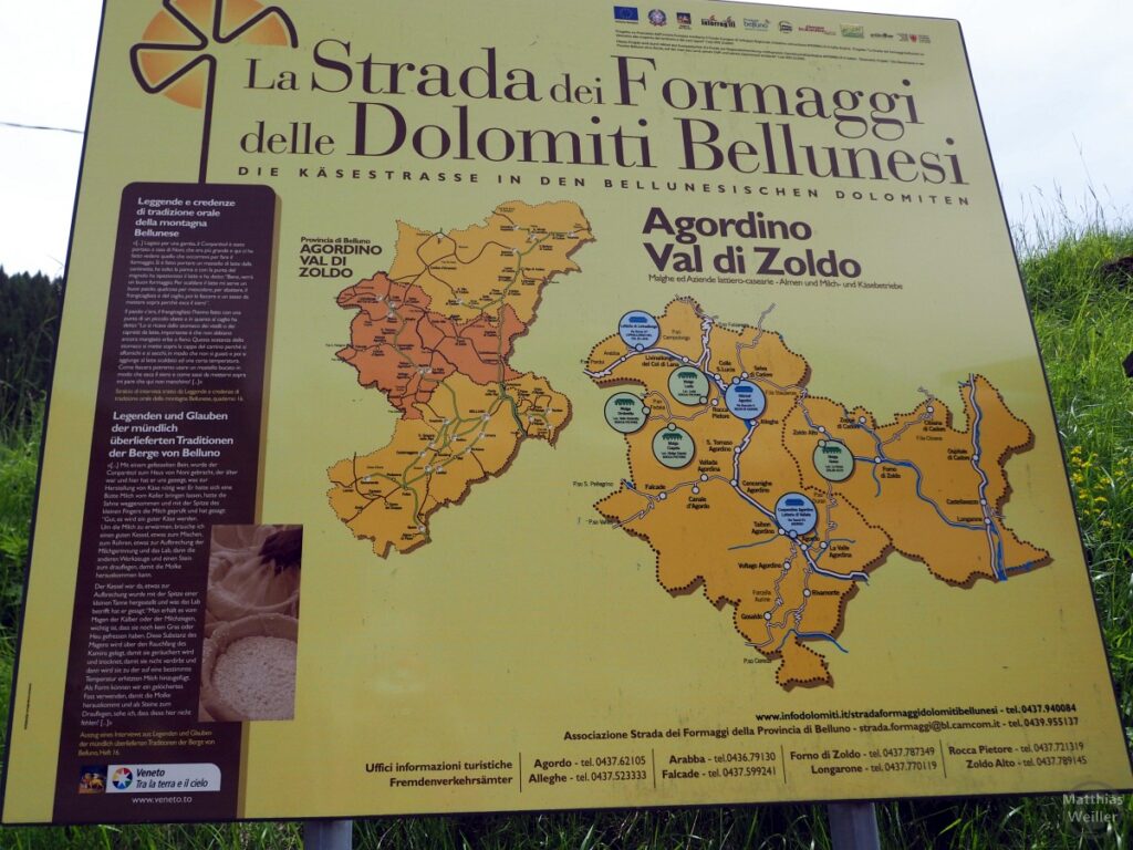 Infotafel "La Strada dei Formaggi delle Dolomiti Bellunesi"