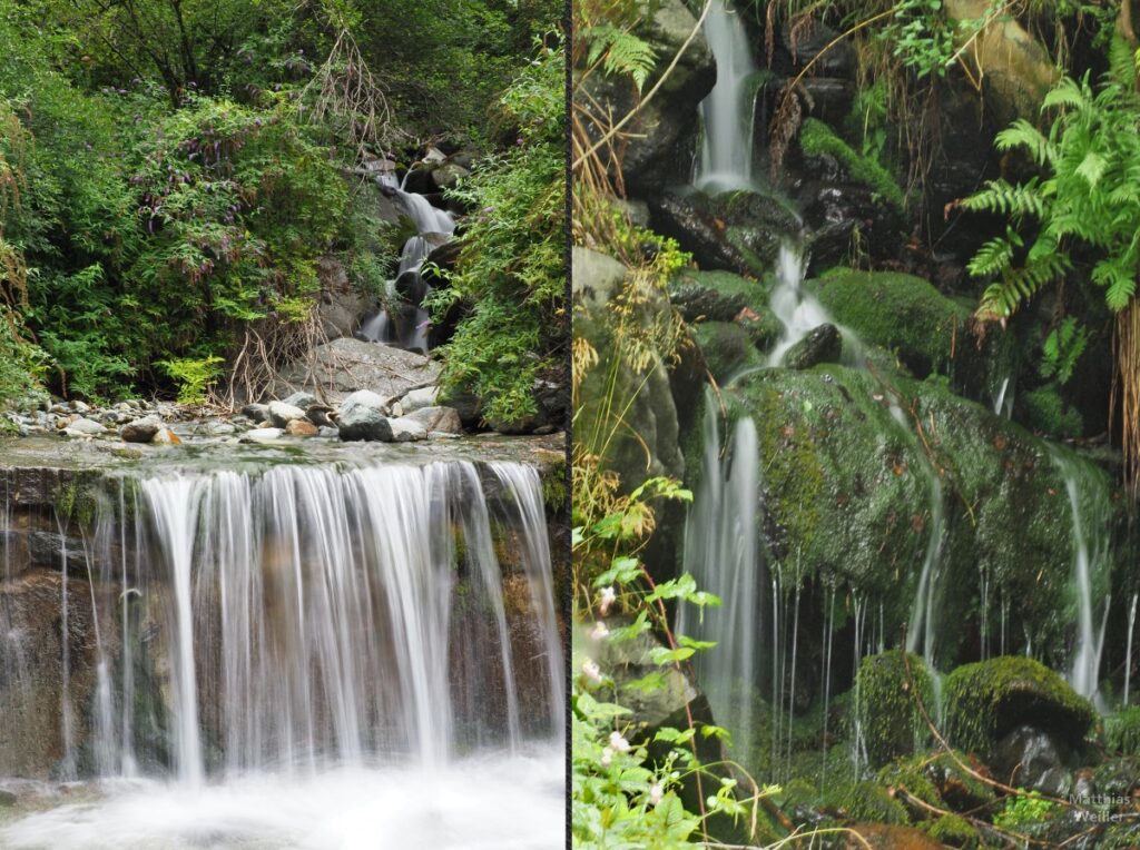 Doppelbild Wasserfälle in Fließoptik